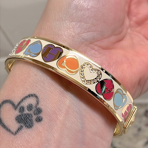 Coach Goldtone & Enamel with Crystals Bangle Bracelet with Legacy Dust Bag EUC - Picture 9 of 11
